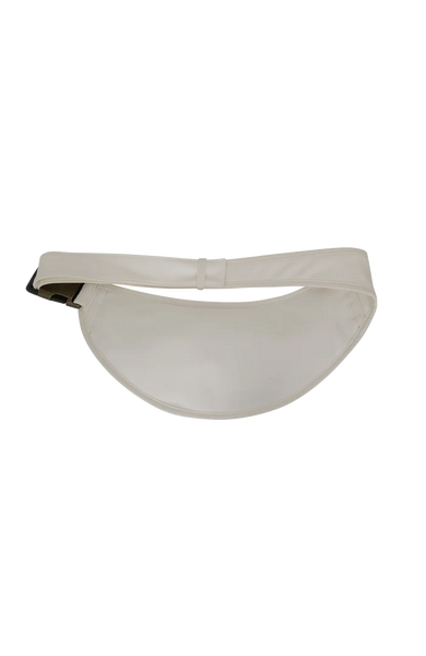 A light beige or off-white waist bag or fanny pack with an adjustable strap, shown against a plain white background.