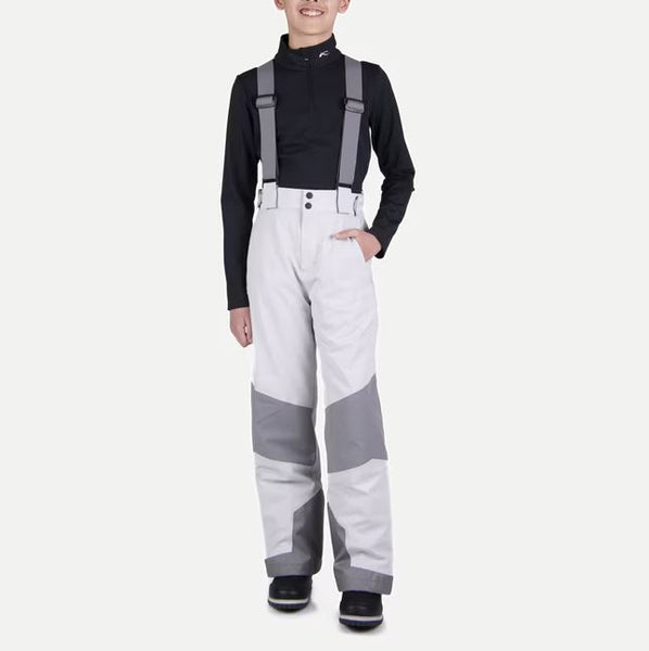 Kjus Boys 10 hot vector pants solid black bib pants ski snow with suspenders