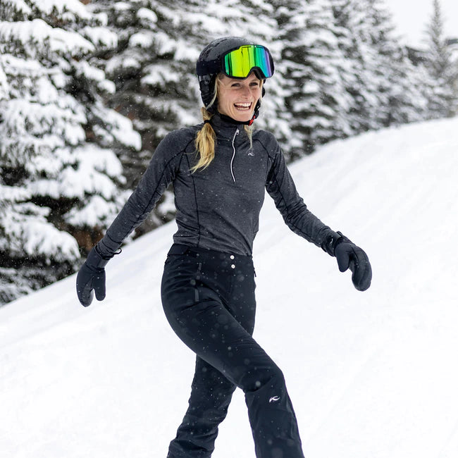 Poivre Blanc Women's Shorter Length Stretch Ski Pant in Black